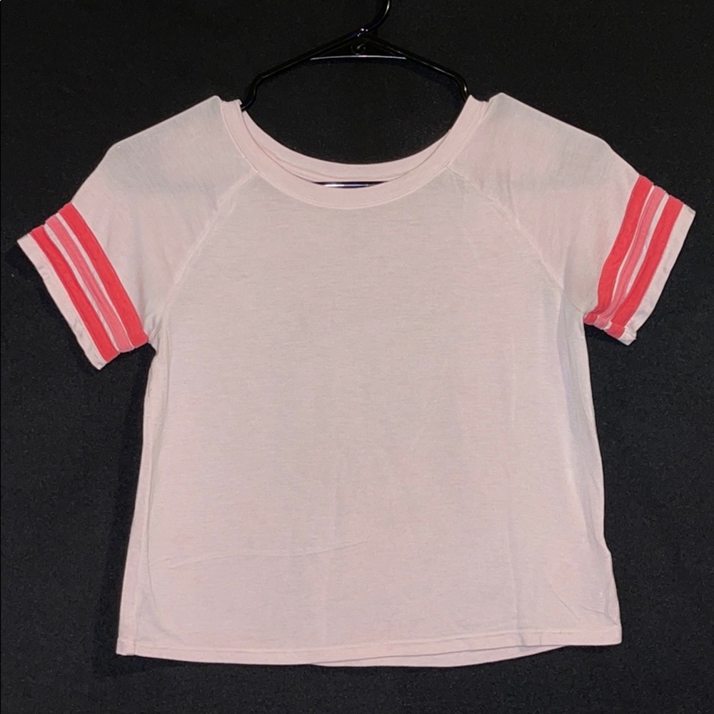 Light Pink Shirt w/ Striped Sleeves